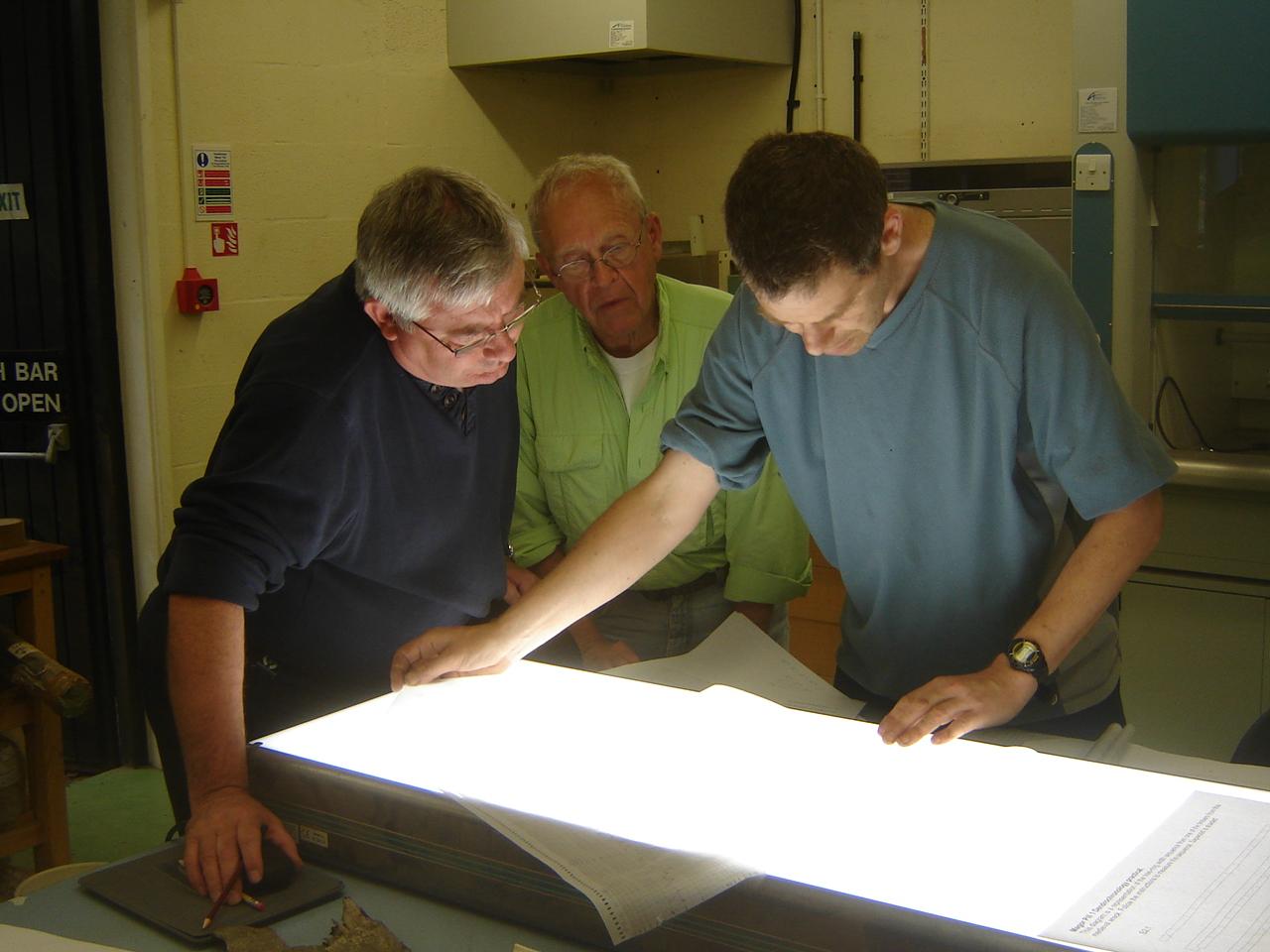 Using a light box during a NAS Part III Dendrochronology Course